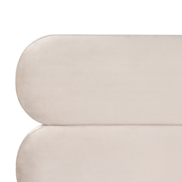 Beliani-LESSAY-Tweepersoonsbed-Lichtbeige-180 x 200 cm-Fluweel