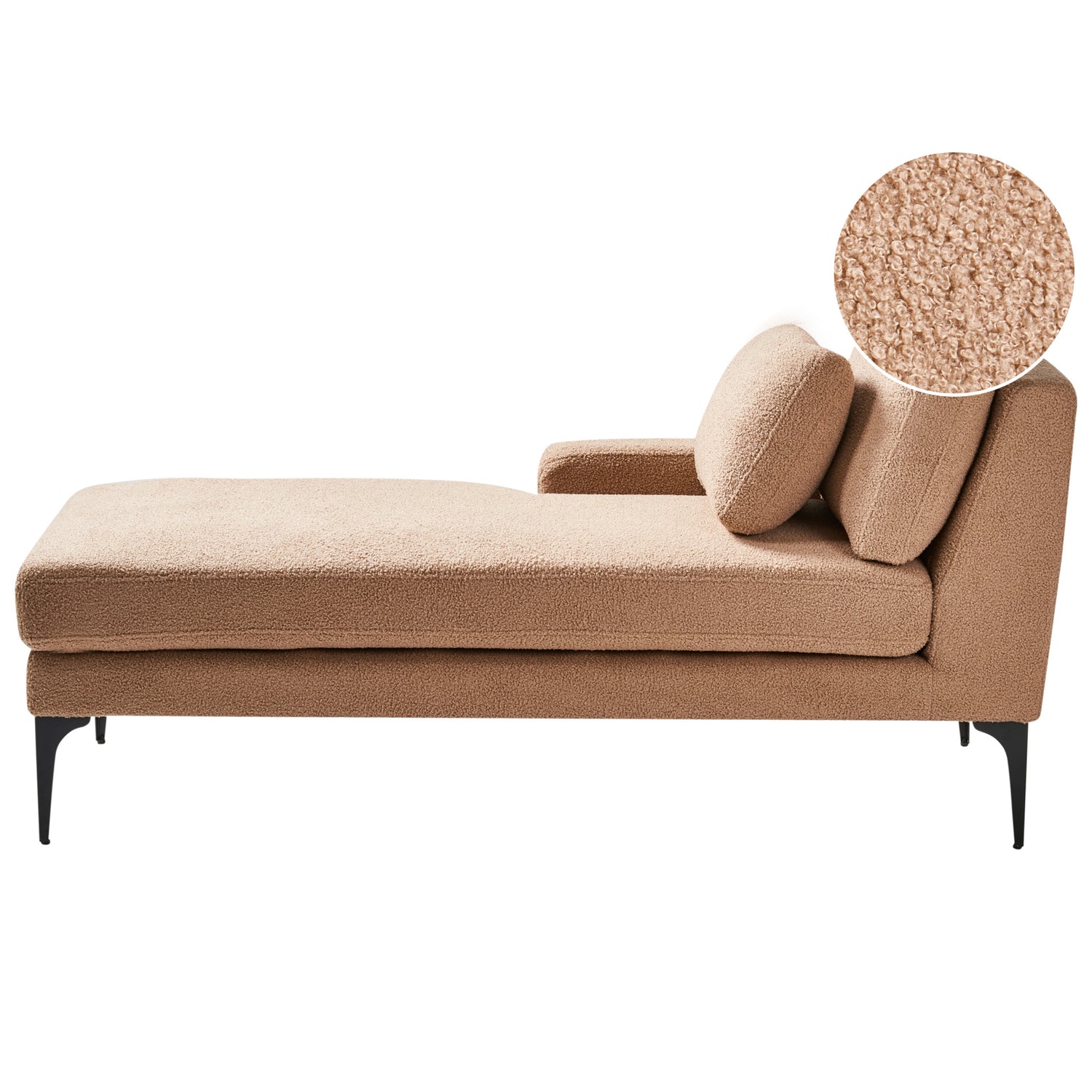 Beliani - EWRON - Chaise longue - Zandbeige - Rechtszijdig - Bouclé