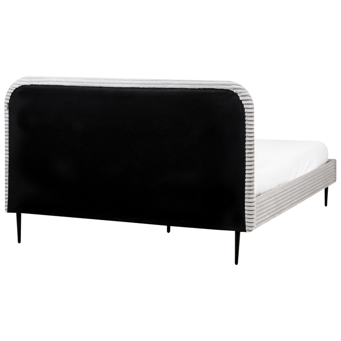 Beliani-FLAYAT -Tweepersoonsbed-Lichtgrijs-160 x 200 cm-Corduroy