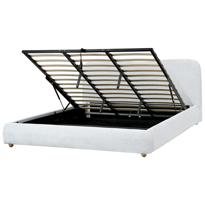 Beliani-BLAGNAC-Bed met opbergruimte-Lichtgrijs-180 x 200 cm-Stof