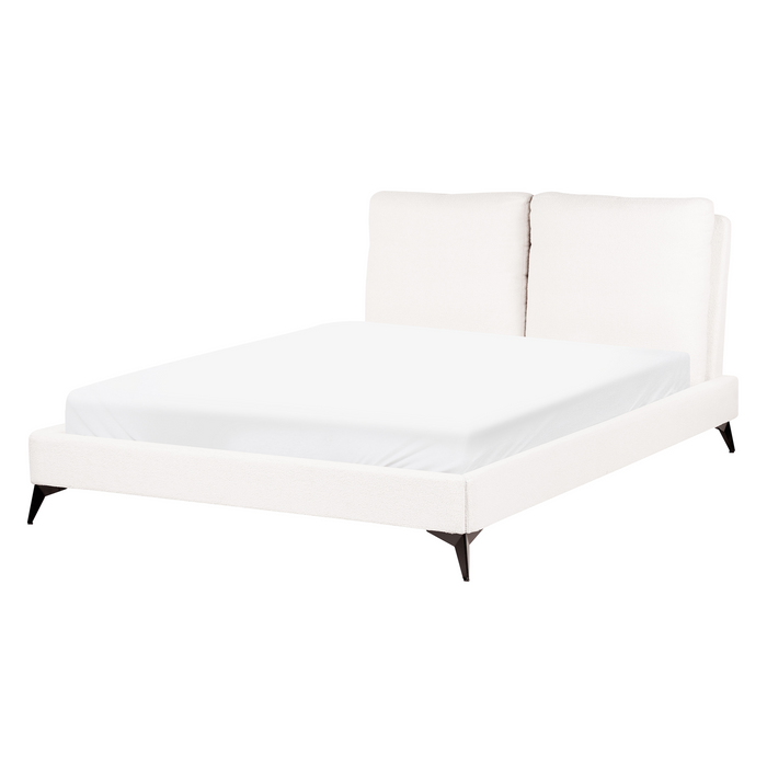 Beliani-MELLE -Tweepersoonsbed-Gebroken wit-140 x 200 cm-Bouclé
