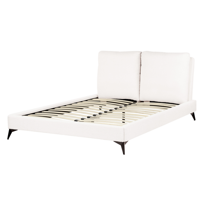 Beliani-MELLE -Tweepersoonsbed-Gebroken wit-140 x 200 cm-Bouclé