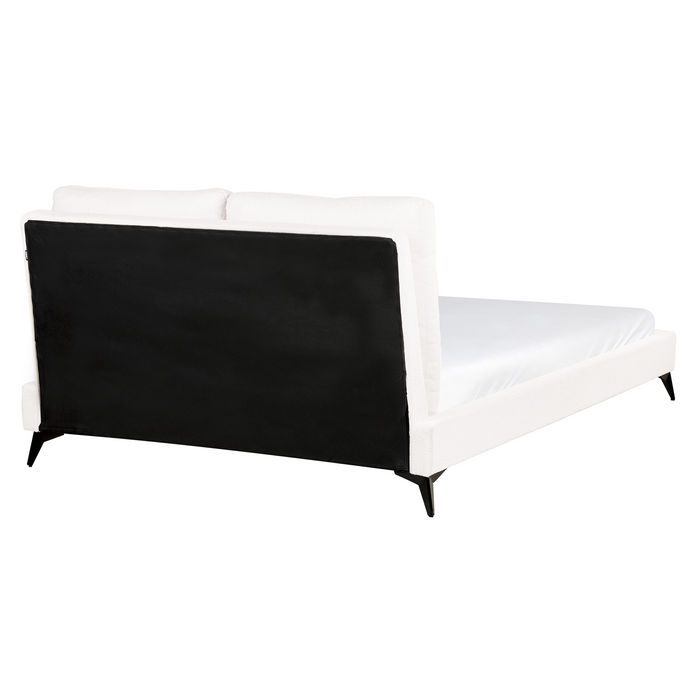 Beliani-MELLE -Tweepersoonsbed-Gebroken wit-140 x 200 cm-Bouclé