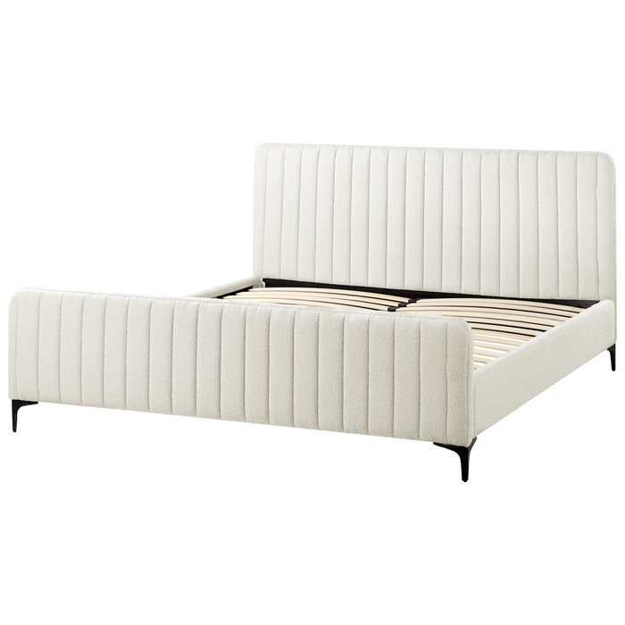 Beliani-LUNAN-Tweepersoonsbed-Gebroken wit-180 x 200 cm-Bouclé