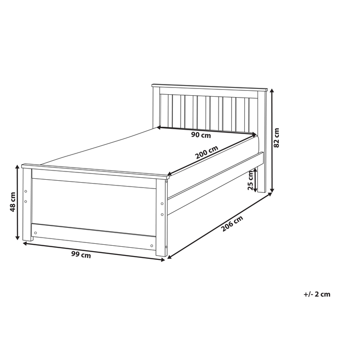 Beliani - OLENDON - Eenpersoonsbed - Wit - 90 x 200 cm - Dennenhout