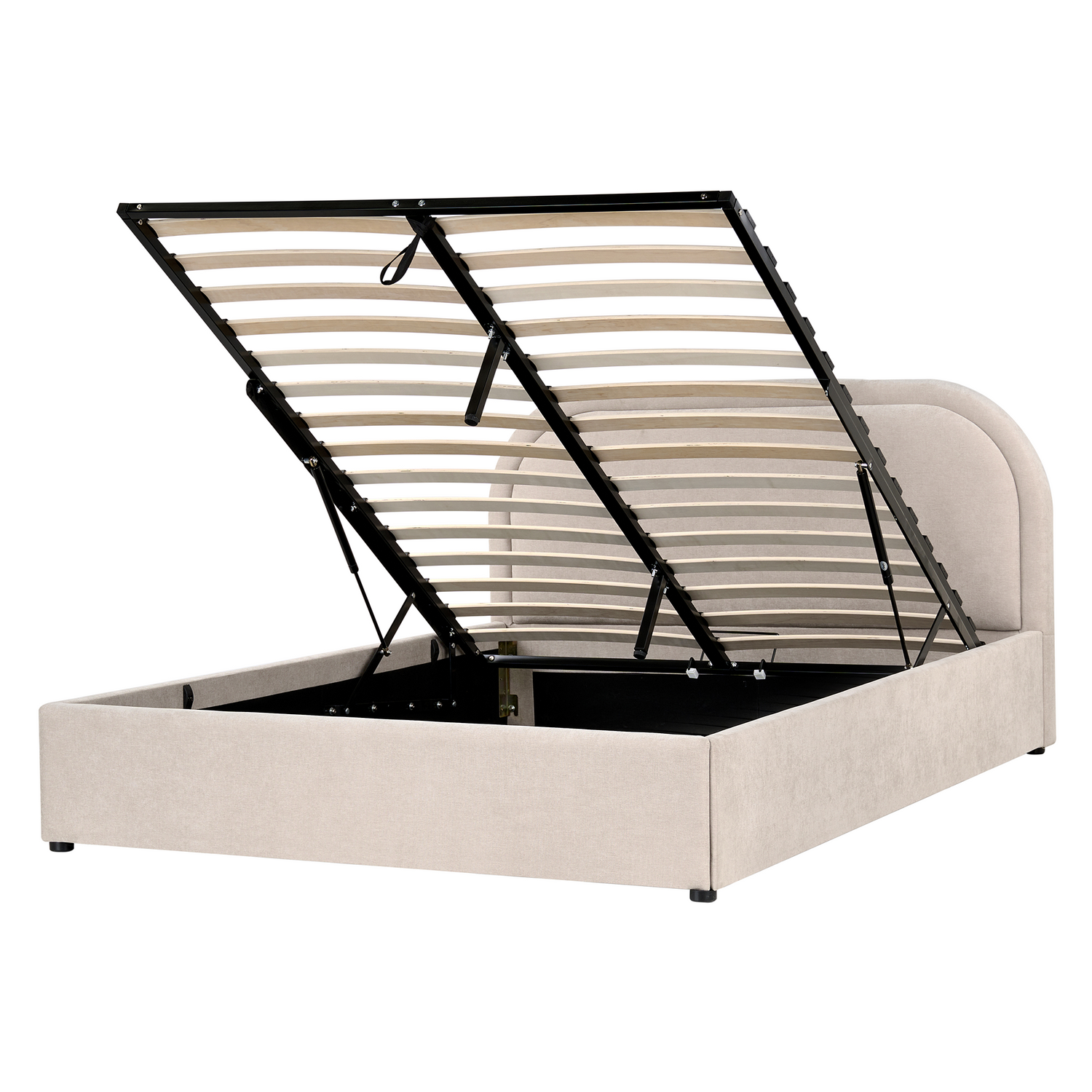 Beliani-QUILLIEN-Bed met opbergruimte-Beige-140 x 200 cm-Polyester