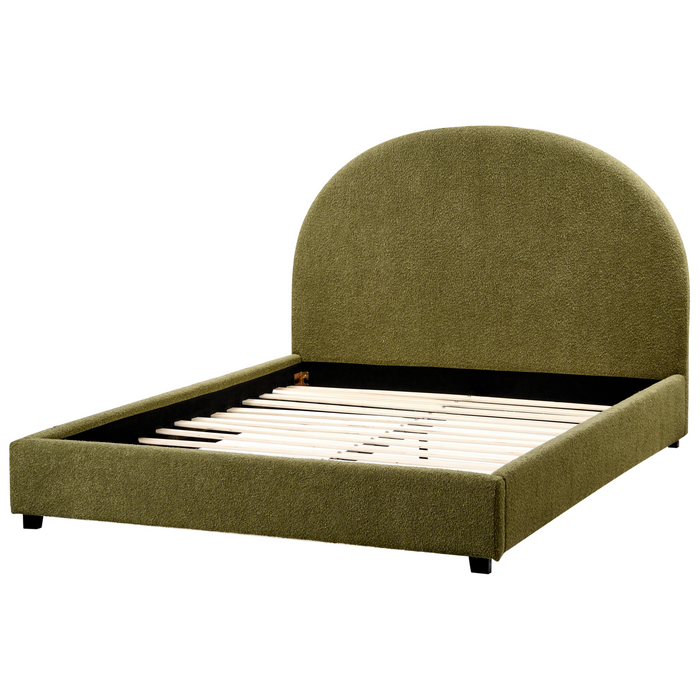 Beliani-VAUCLUSE-Tweepersoonsbed-Olijfgroen-140 x 200 cm-Bouclé