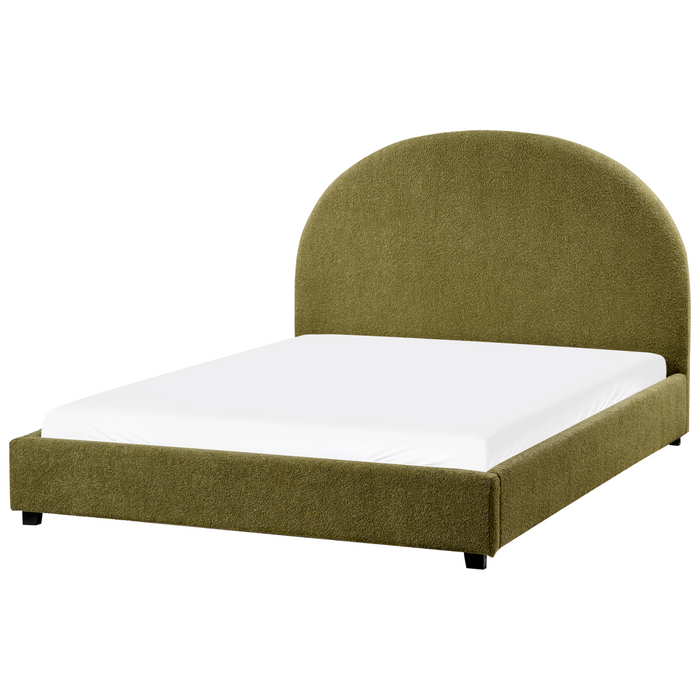 Beliani-VAUCLUSE-Tweepersoonsbed-Olijfgroen-140 x 200 cm-Bouclé