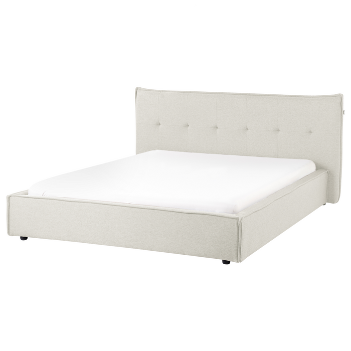 Beliani-LESTRE-Tweepersoonsbed-Gebroken wit-160 x 200 cm-Linnen