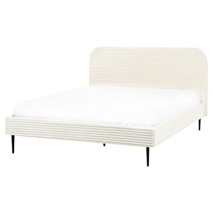 Beliani-FLAYAT -Tweepersoonsbed-Gebroken wit-160 x 200 cm-Corduroy