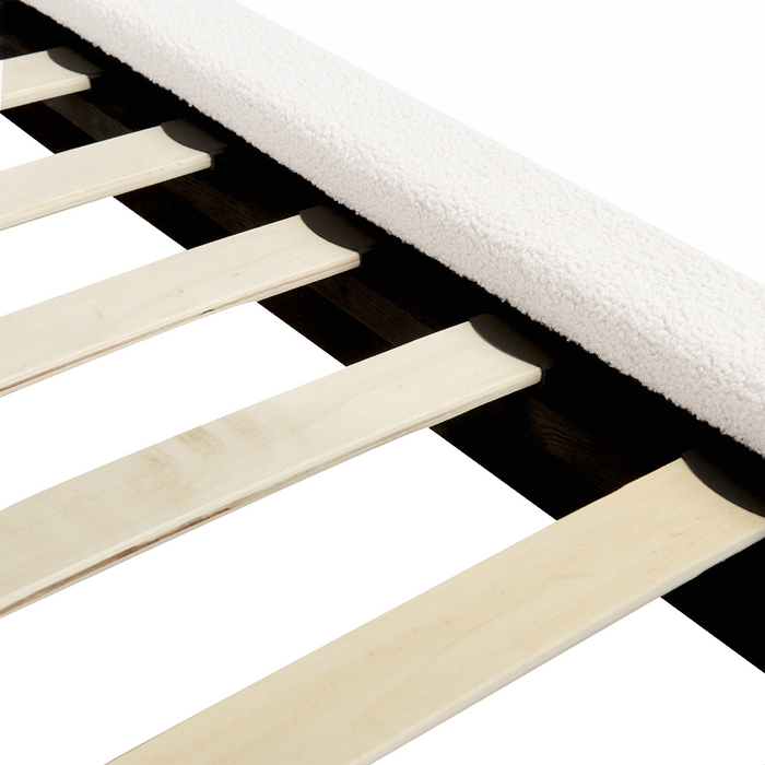 Beliani-MELLE -Tweepersoonsbed-Gebroken wit-160 x 200 cm-Bouclé