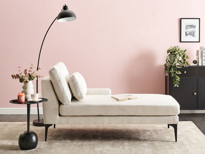 Beliani - EWRON - Chaise longue - Lichtbeige - Linkszijdig - Stof