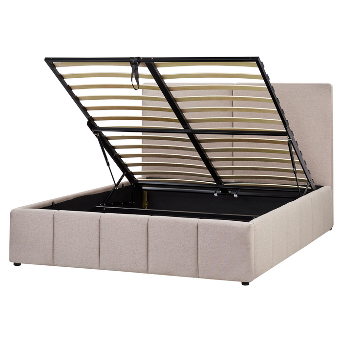 Beliani-CASTELNAVET-Tweepersoonsbed-Taupe-160 x 200 cm-Polyester