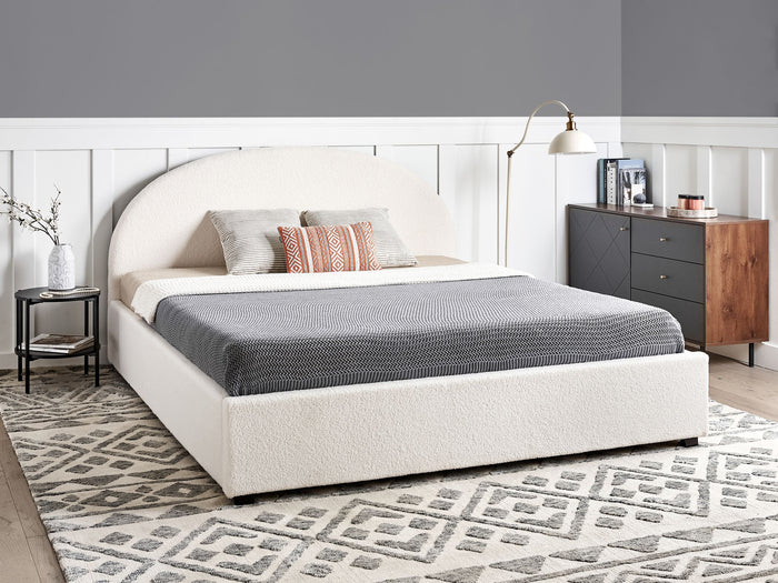 Beliani-VAUCLUSE-Bed met opbergruimte-Gebroken wit-180 x 200 cm-Bouclé