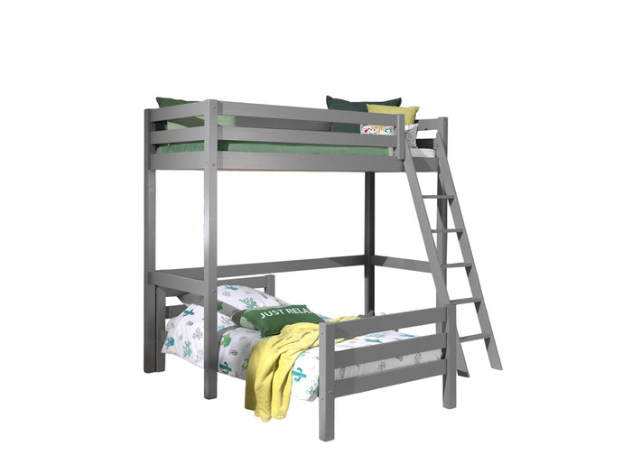 LUCEVI - Pino Mezzanine bed 90x200 cm + Ladder + Bed 90x200 cm - Grijs