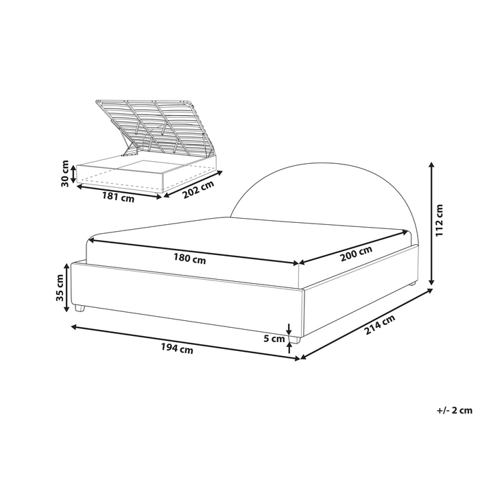 Beliani-VAUCLUSE-Bed met opbergruimte-Gebroken wit-180 x 200 cm-Bouclé