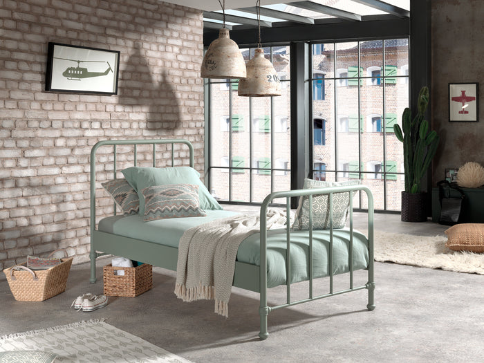 LUCEVI - Bronxx bed + Nachtkastje - Olive Green - 90x200 cm