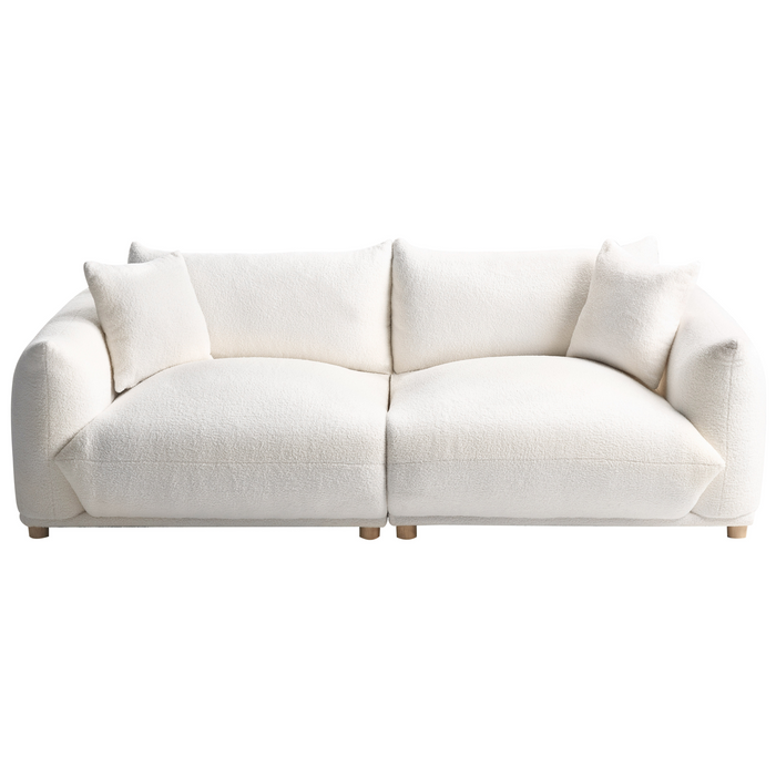 Beliani - LUVOS - Driezitsbank - Gebroken wit - Bouclé