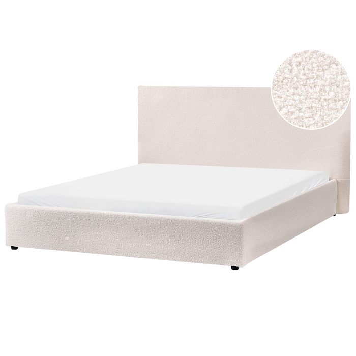 Beliani - LAVAUR - Tweepersoonsbed - Off-white - 160 x 200 cm - Bouclé