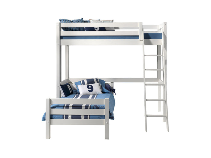 LUCEVI - Pino Mezzanine bed + Ladder + Bed - Wit - 90x200 cm