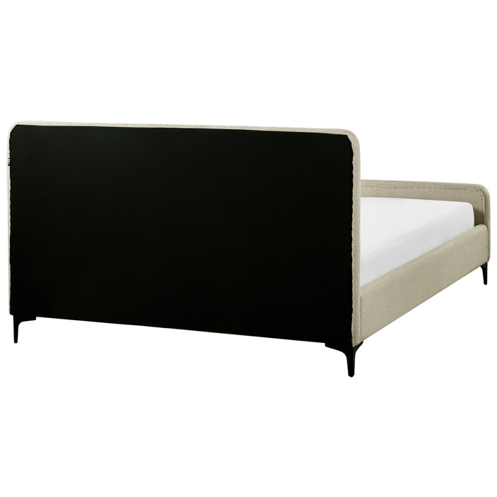 Beliani - LUNAN - Tweepersoonsbed - Beige - 160 x 200 cm - Bouclé