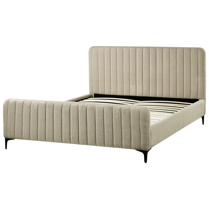 Beliani - LUNAN - Tweepersoonsbed - Beige - 160 x 200 cm - Bouclé