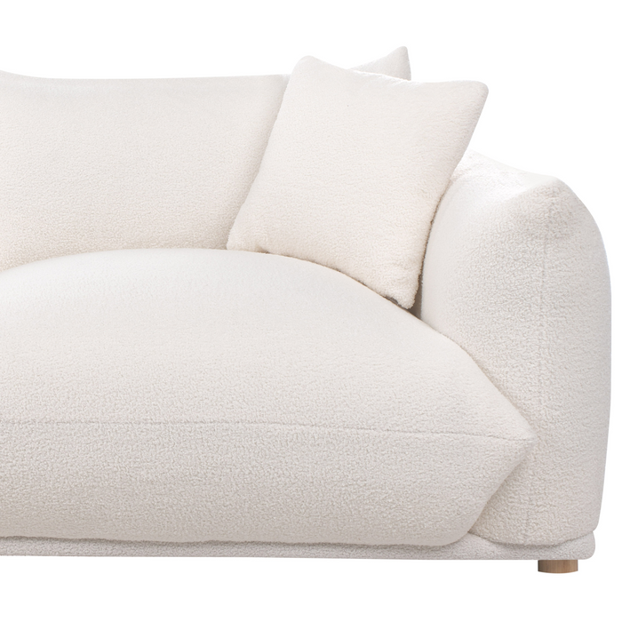 Beliani - LUVOS - Driezitsbank - Gebroken wit - Bouclé