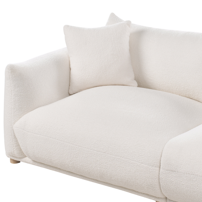 Beliani - LUVOS - Driezitsbank - Gebroken wit - Bouclé