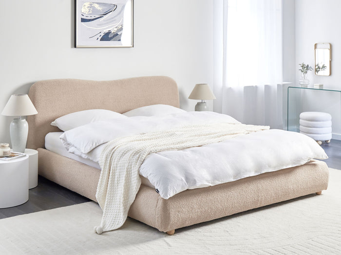 Beliani-BLAGNAC-Bed met opbergruimte-Beige-180 x 200 cm-Bouclé