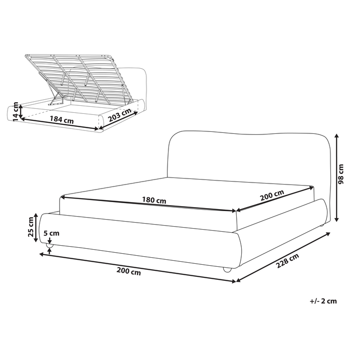 Beliani-BLAGNAC-Bed met opbergruimte-Beige-180 x 200 cm-Bouclé