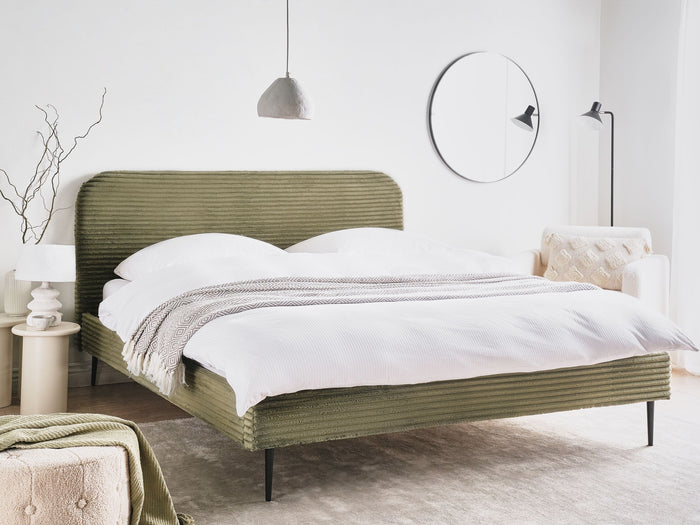 Beliani - FLAYAT - Tweepersoonsbed - Groen - 180 x 200 cm - Corduroy