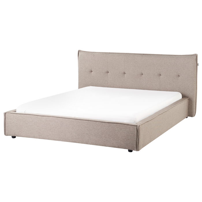 Beliani - LESTRE - Tweepersoonsbed - Taupe - 160 x 200 cm - Linnen