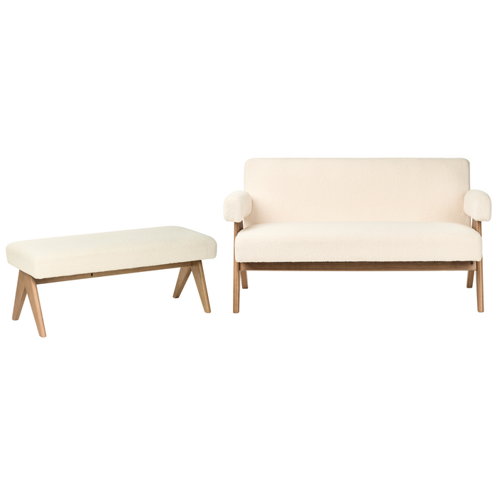 Beliani - TAMRE - Bankenset - Gebroken wit|Donkerbruin - Bouclé