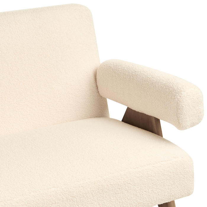 Beliani - TAMRE - Bankenset - Gebroken wit|Donkerbruin - Bouclé