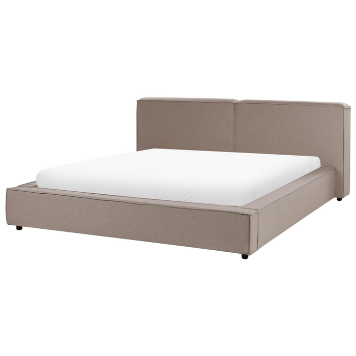Beliani - LINARDS - Tweepersoonsbed - Lichtbruin - 180 x 200 cm - Stof