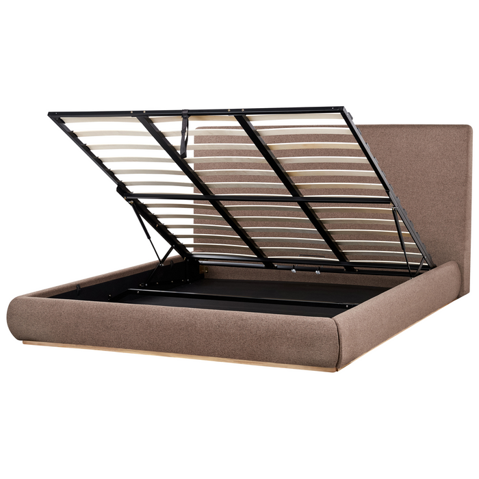 Beliani-CAMPAGNE-Bed met opbergruimte-Bruin-180 x 200 cm-Polyester