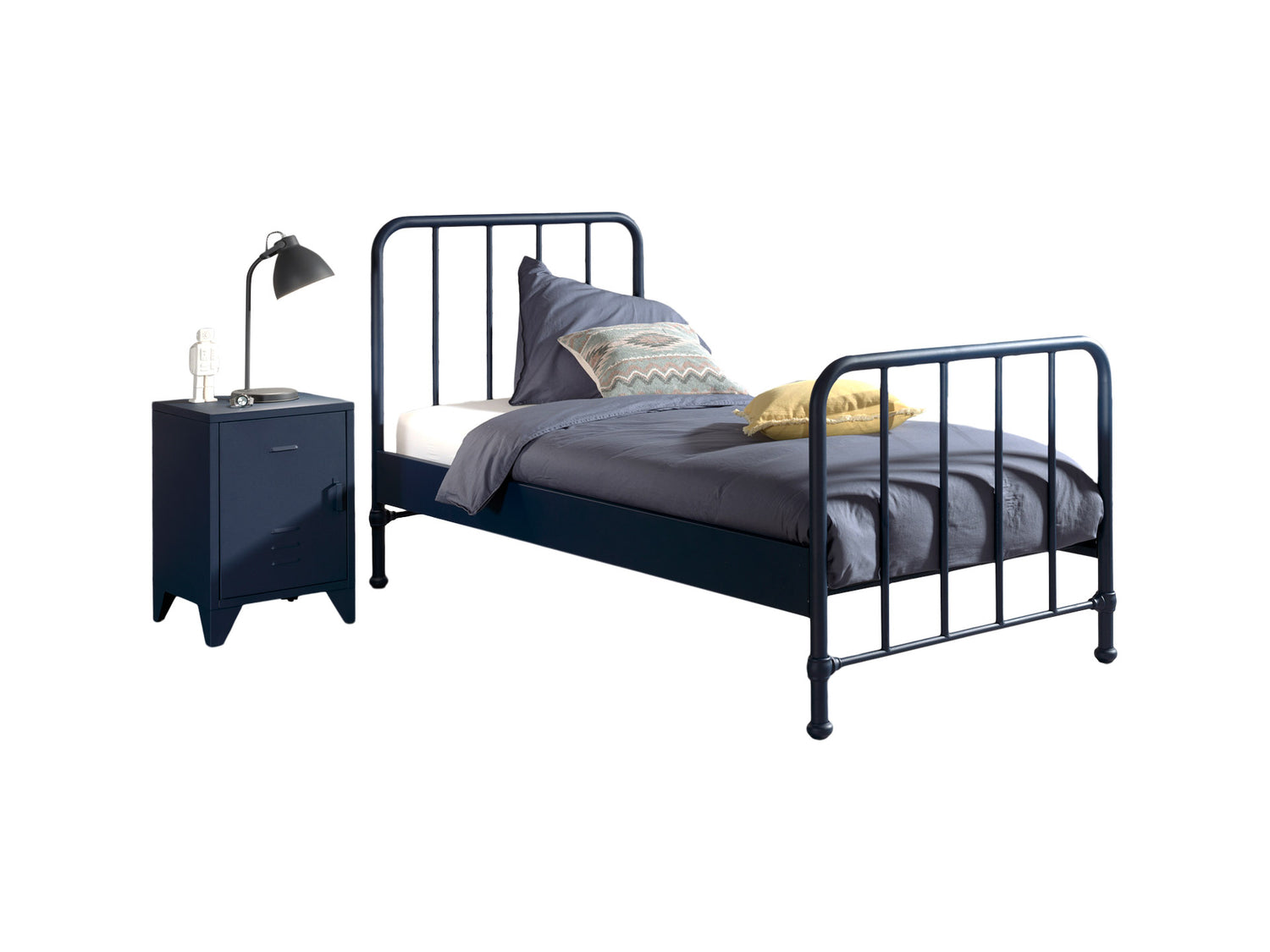 LUCEVI - Bronxx bed + Nachtkastje - Blue Denim - 90x200 cm