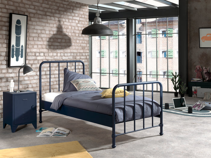 LUCEVI - Bronxx bed + Nachtkastje - Blue Denim - 90x200 cm