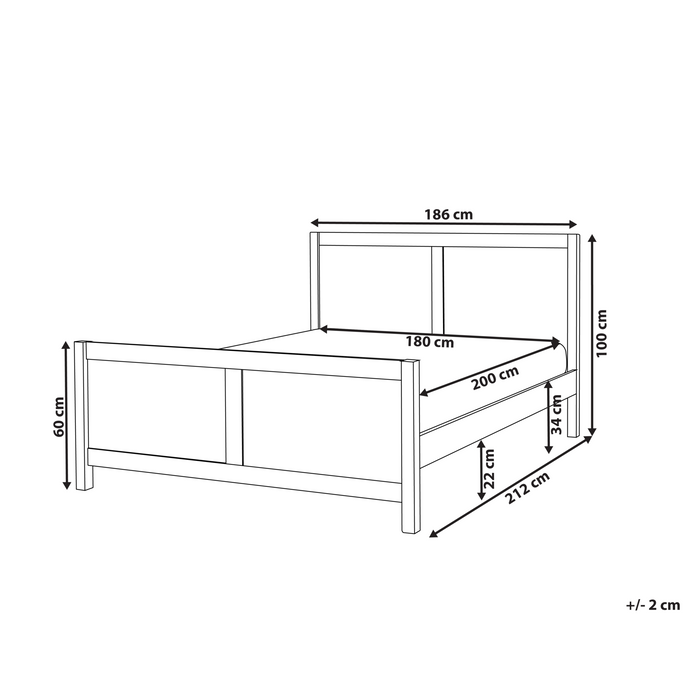Beliani-CHAMPAGNAT-Tweepersoonsbed-Wit-180 x 200 cm-Rubberhout