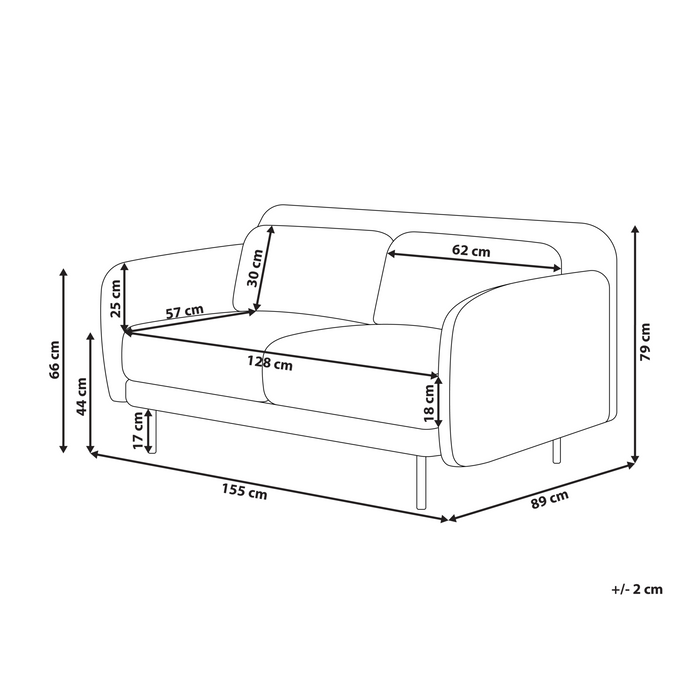 Beliani - LILAND - Tweezitsbank - Lichtbruin - Polyester