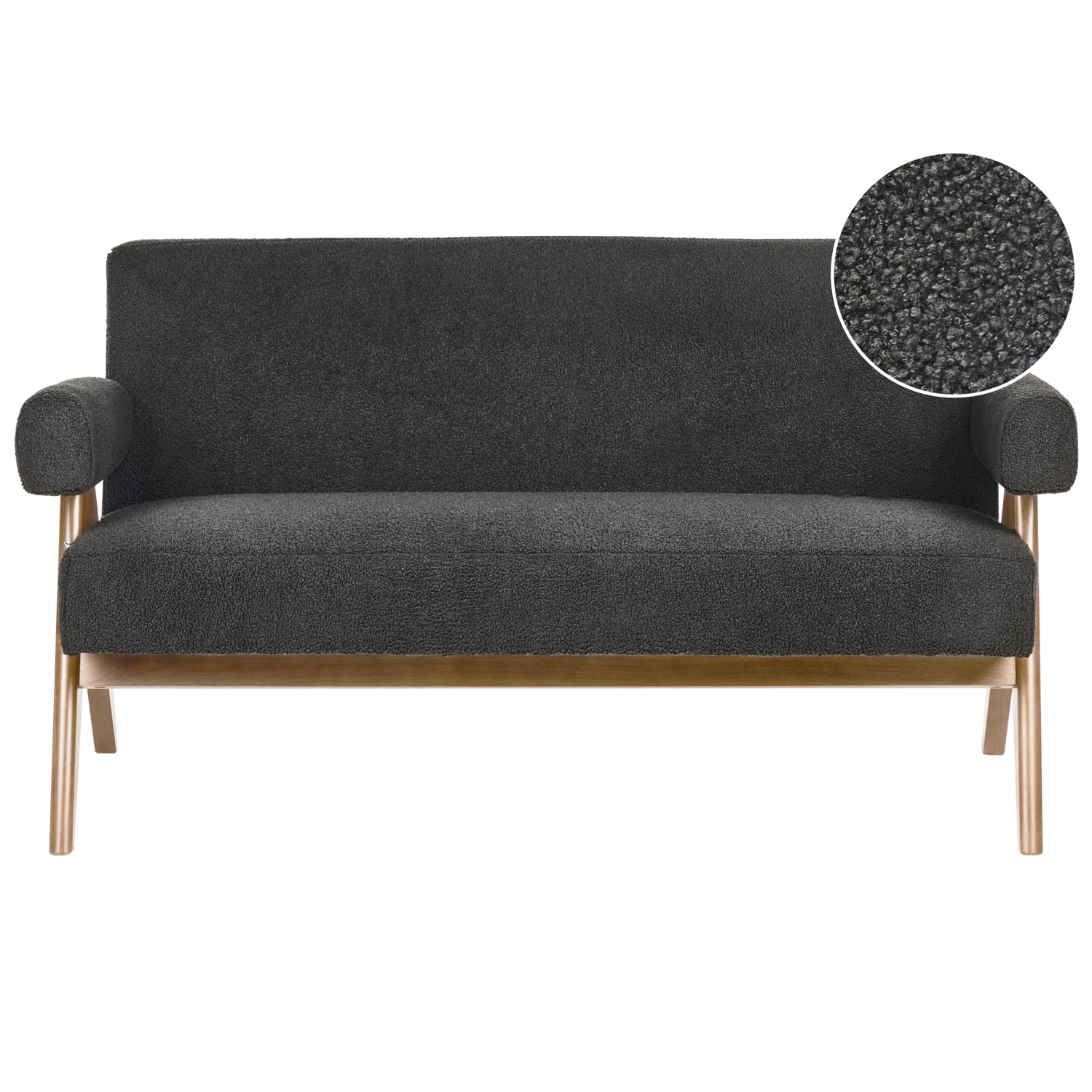 Beliani - TAMRE - Tweezitsbank - Zwart|Donkerbruin - Bouclé