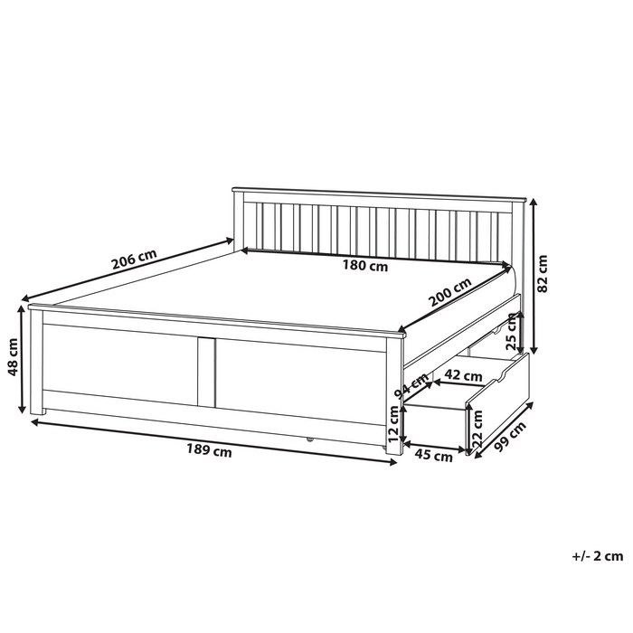 Beliani-OLENDON-Bed met 2 lades-Lichtbruin-180 x 200 cm-Dennenhout