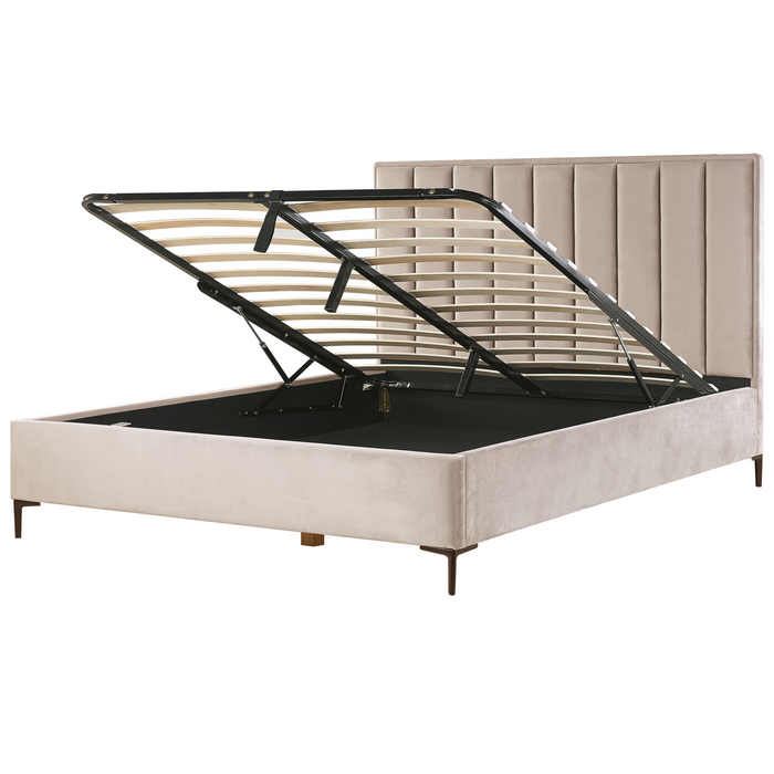 Beliani - SEZANNE - Slaapkamerset - Taupe - 180 x 200 cm - Fluweel