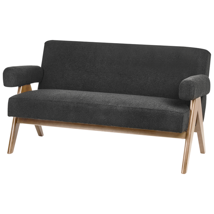 Beliani - TAMRE - Tweezitsbank - Zwart|Donkerbruin - Bouclé