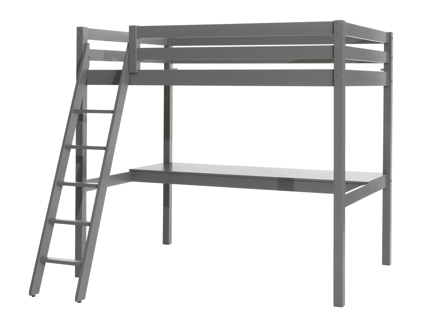 LUCEVI - Pino Mezzanine bed + Ladder + Bureau - Grijs - 140x200 cm