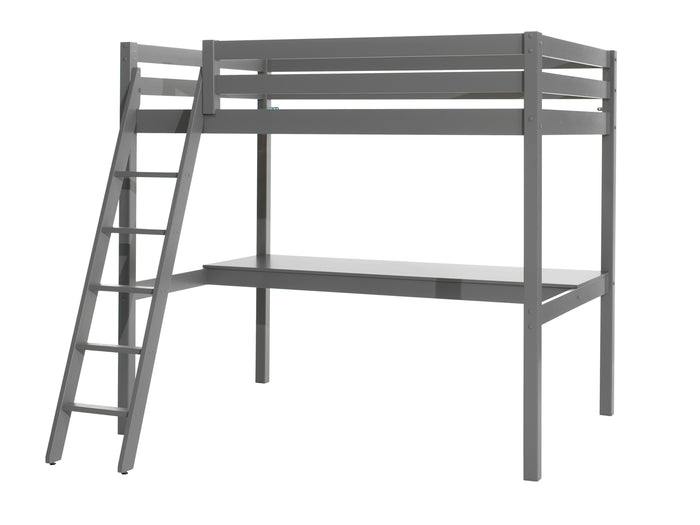 LUCEVI - Pino Mezzanine bed + Ladder + Bureau - Grijs - 140x200 cm