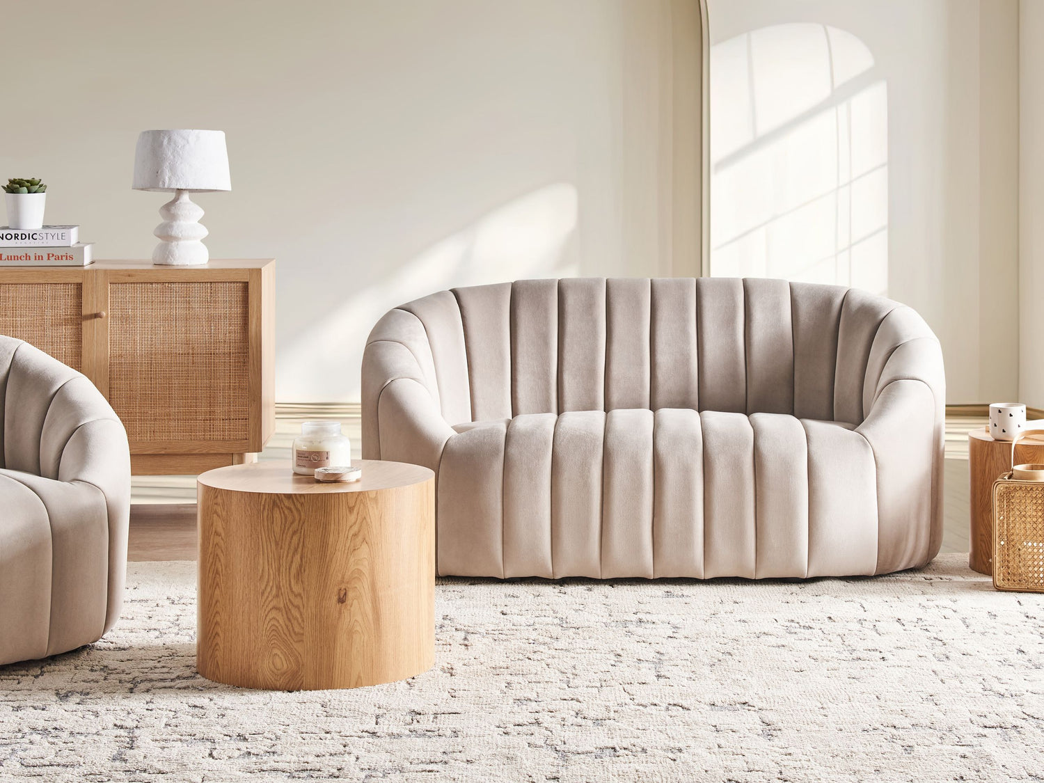 Beliani - MALUNG - Tweezitsbank - Beige - Fluweel