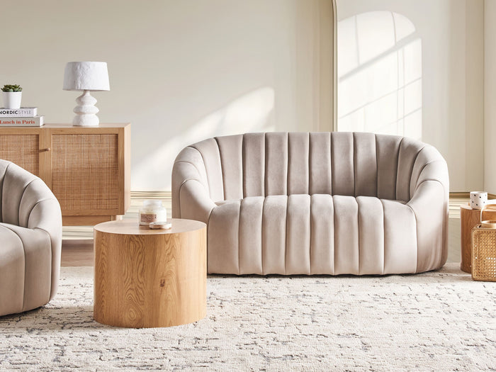 Beliani - MALUNG - Tweezitsbank - Beige - Fluweel