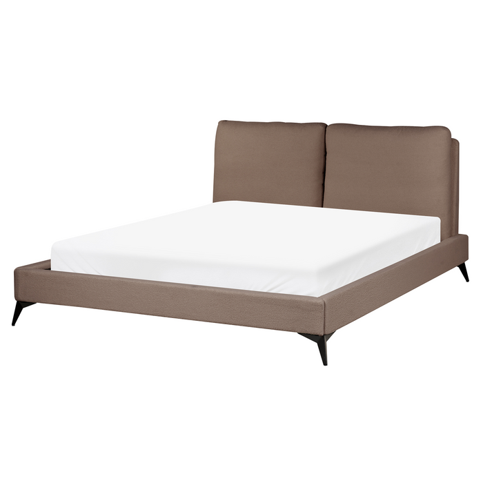 Beliani - MELLE - Tweepersoonsbed - Bruin - 160 x 200 cm - Bouclé