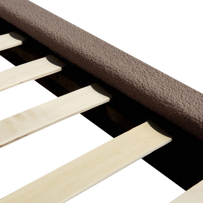 Beliani - MELLE - Tweepersoonsbed - Bruin - 160 x 200 cm - Bouclé